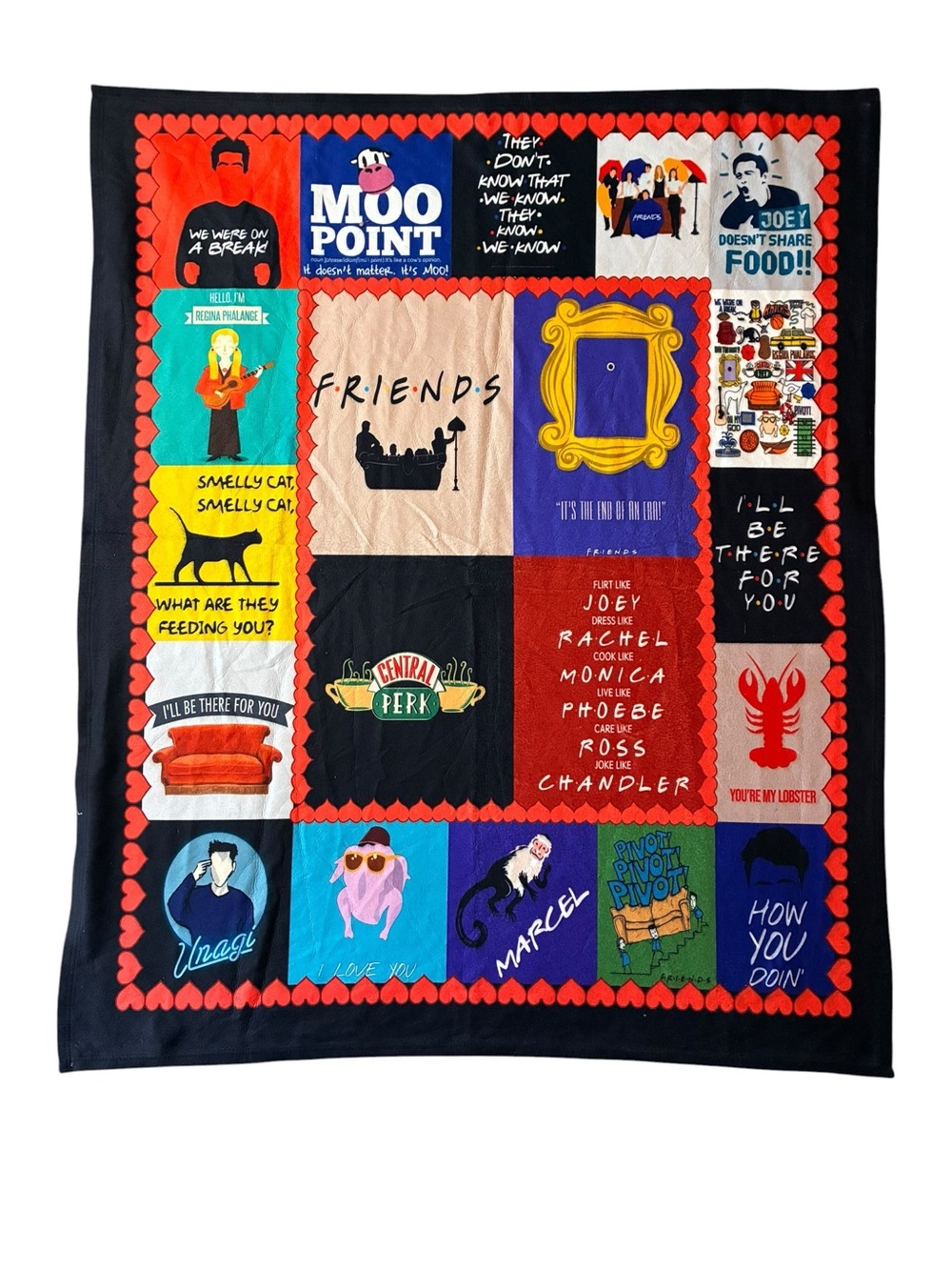 NWOT Iconic ‘FRIENDS’ fleece blanket best moments ultra soft and cozy 50x60